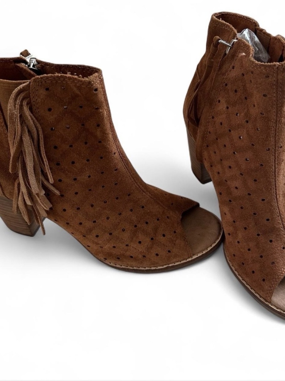 Tom’s Suede Ankle Fringe Boots size 7